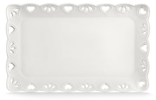 sconto Vassoio Rettangolare 35x22 cm Traforato in Porcellana Kaleidos Juliet Bianco