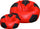 Poltrona a Sacco Pouf Ø100 cm in Similpelle con Poggiapiedi Baselli Pallone da Calcio Rosso e Nero