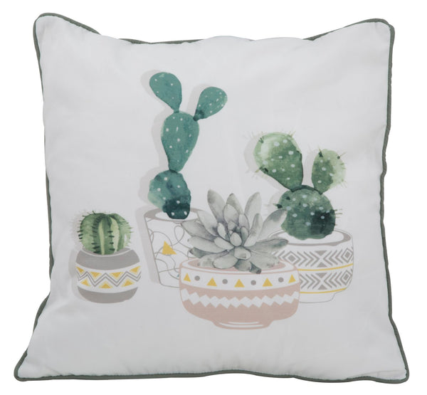 Cuscino Cactus 45x45 cm Poliestere Bianco e Verde sconto