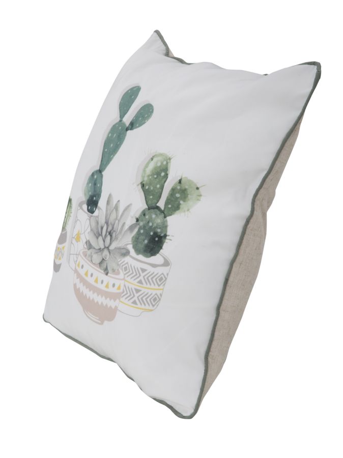 Cuscino Cactus 45x45 cm Poliestere Bianco e Verde-2