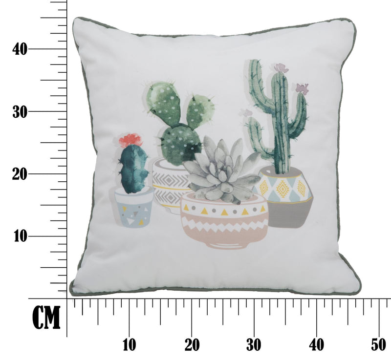 Cuscino Cactus 45x45 cm Poliestere Bianco e Verde-9