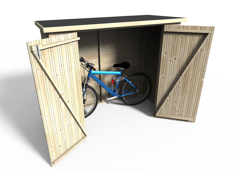 Casetta Box da Giardino per Bici e Secchi Differenziata 1,93x0,98m Senza Pavimento in Legno Abete 12mm Bike Box-5
