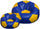 Poltrona a Sacco Pouf Ø100 cm in Similpelle con Poggiapiedi Baselli Pallone da Calcio Blu e Giallo