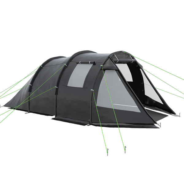 online Tenda da Campeggio per 3-4 Persone 475x264x172 cm Due Stanze con Finestre e Borsa da Trasporto Nero