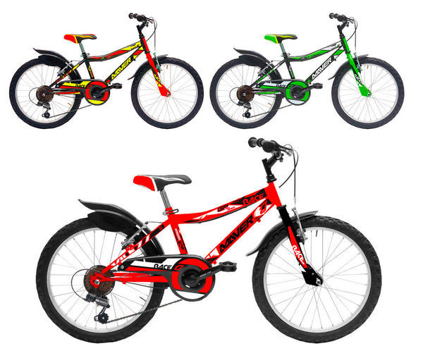 Bicicletta MTB Ragazzo 20” 18 Velocità Race Rosso o Nero/Verde o Nero/Giallo prezzo