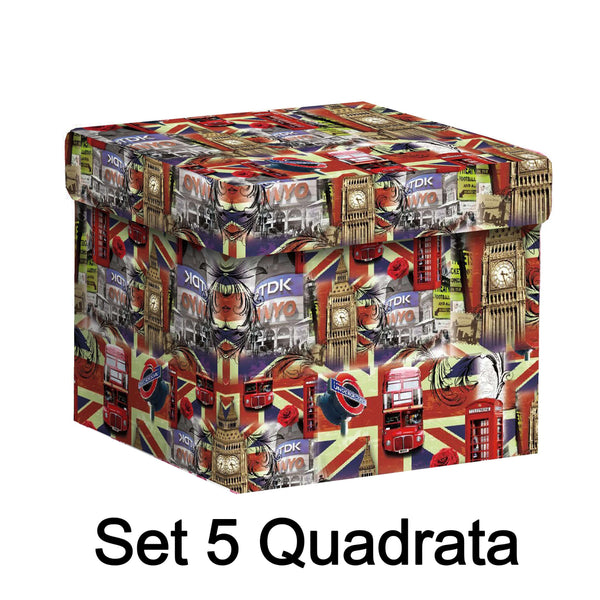 Set 5 Scatole Quadrate in Cartone London online