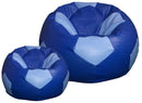 Poltrona a Sacco Pouf Ø100 cm in Similpelle con Poggiapiedi Baselli Pallone da Calcio Blu e Celeste-1