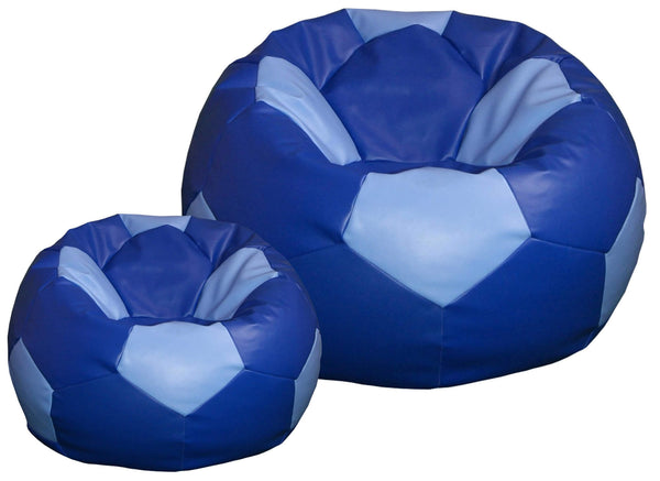 Poltrona a Sacco Pouf Ø100 cm in Similpelle con Poggiapiedi Baselli Pallone da Calcio Blu e Celeste prezzo