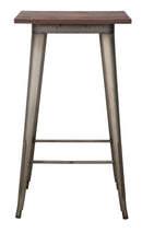 Tavolo Bar Detroit Quadrato 60x60x105 cm in Ferro e ELM Legno-2