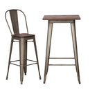 Tavolo Bar Detroit Quadrato 60x60x105 cm in Ferro e ELM Legno-6