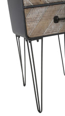 Mobiletto 2 Cassetti Oklahoma 41x34,5x70 cm in Ferro e MDF Marrone e Nero-4