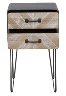 Mobiletto 2 Cassetti Oklahoma 41x34,5x70 cm in Ferro e MDF Marrone e Nero-5