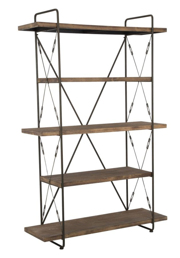 acquista Libreria Raw 119,5x41x185,5 cm in Ferro e MDF Marrone e Nero