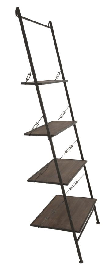 Mobiletto Scaletta Raw 65x41x180 cm in Ferro e MDF Marrone e Nero prezzo