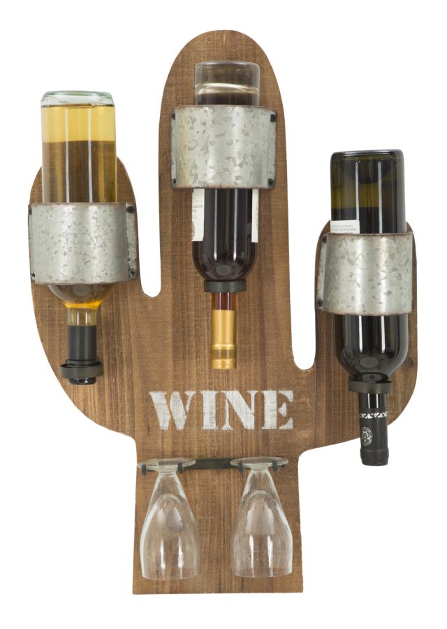 Porta Bottiglie da Muro Cactus 40x9,5x58 cm in Ferro e MDF-5