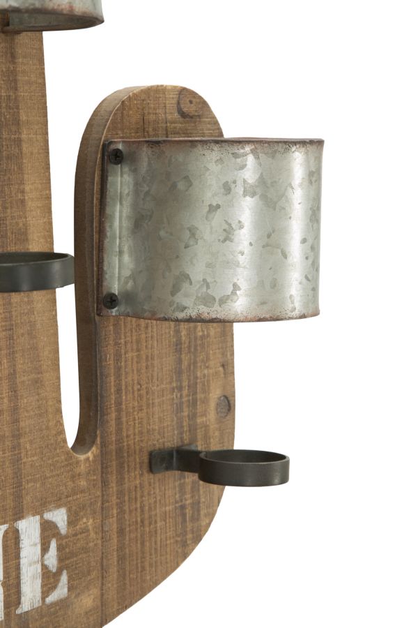 Porta Bottiglie da Muro Cactus 40x9,5x58 cm in Ferro e MDF-8