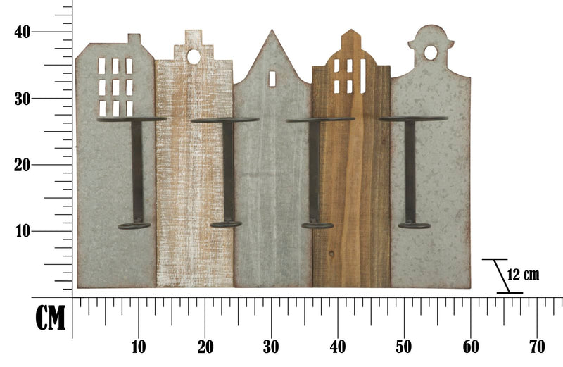 Porta Bottiglie da Muro City 60x12x40 cm in Ferro e MDF-10