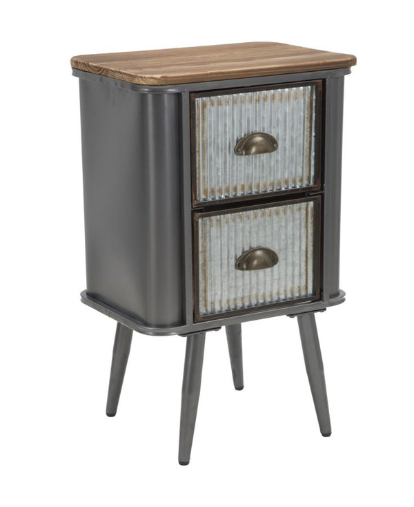 Comodino Illinois 40x30x64 cm in Ferro e Legno di Abete Grigio e Naturale prezzo