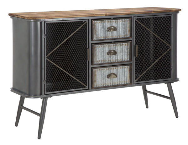 prezzo Mobile Illinois 120x35x77 cm in Ferro e Legno di Abete Grigio e Grigio e Naturale