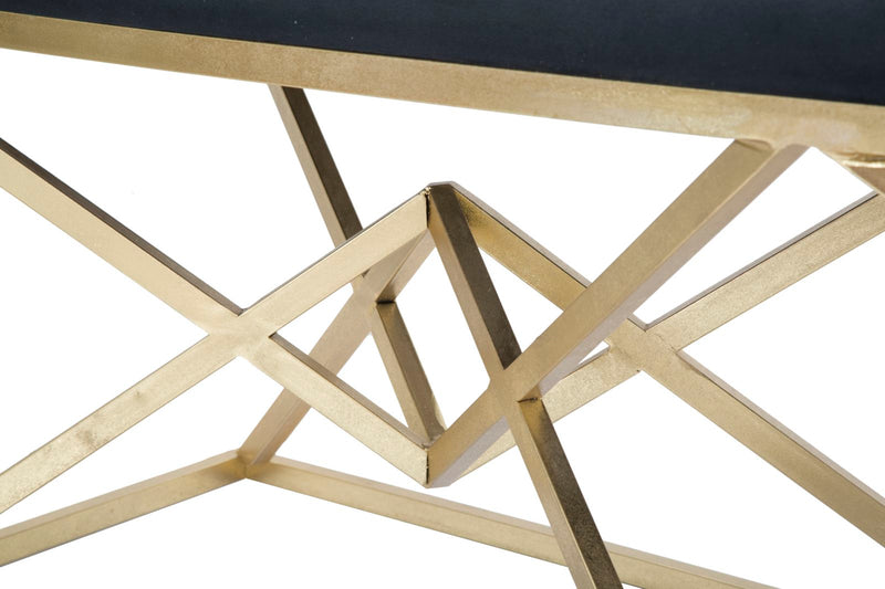 Panca Piramid Doppia 140x40x45 cm in Ferro e Spugna e Poliestere Nero e Oro-6