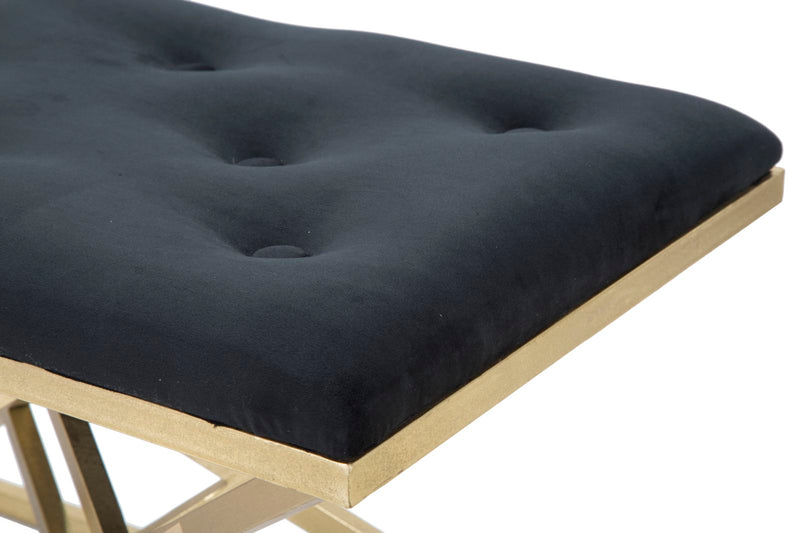 Panca Piramid Doppia 140x40x45 cm in Ferro e Spugna e Poliestere Nero e Oro-7