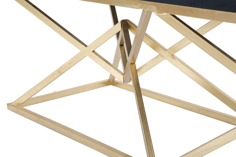 Panca Piramid Doppia 140x40x45 cm in Ferro e Spugna e Poliestere Nero e Oro-8