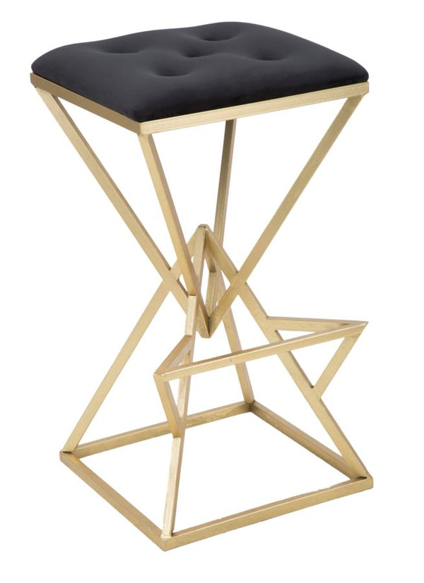 Sgabello da Bar Piramid 40x40x75 cm in Ferro e Vetro Oro e Nero sconto