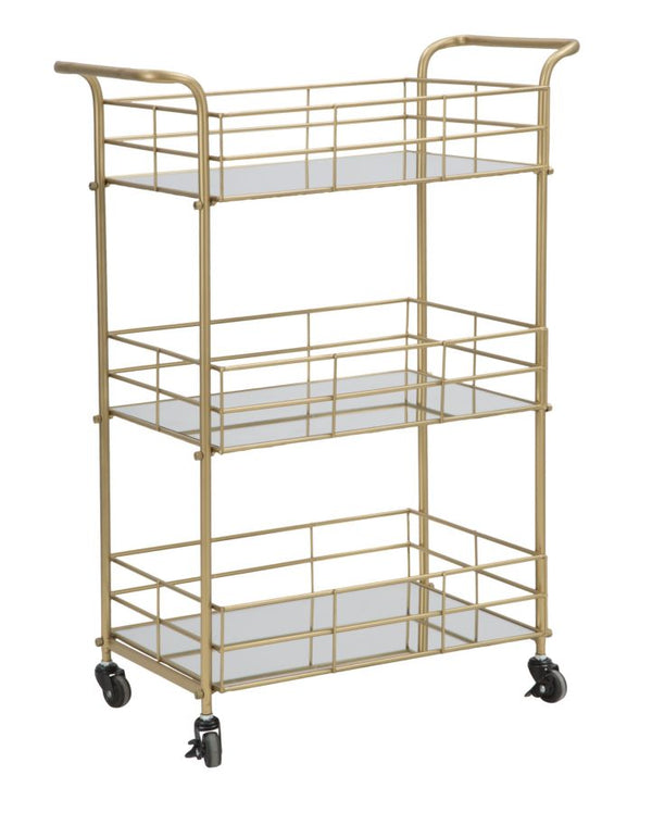 sconto Carrello Glam Rettangolare 60x30,5x80 cm in Ferro e Vetro Oro