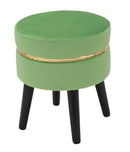 Sgabello Paris Verde Chiaro Ø35x40,5 cm in Legno Spugna e Poliestere Verde e Oro-1