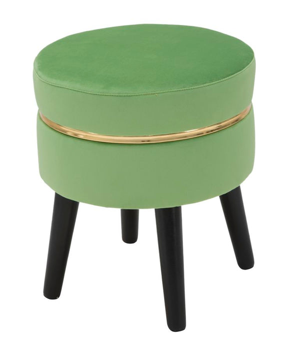 Sgabello Paris Verde Chiaro Ø35x40,5 cm in Legno Spugna e Poliestere Verde e Oro sconto