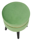 Sgabello Paris Verde Chiaro Ø35x40,5 cm in Legno Spugna e Poliestere Verde e Oro-4