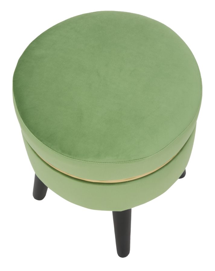 Sgabello Paris Verde Chiaro Ø35x40,5 cm in Legno Spugna e Poliestere Verde e Oro-4