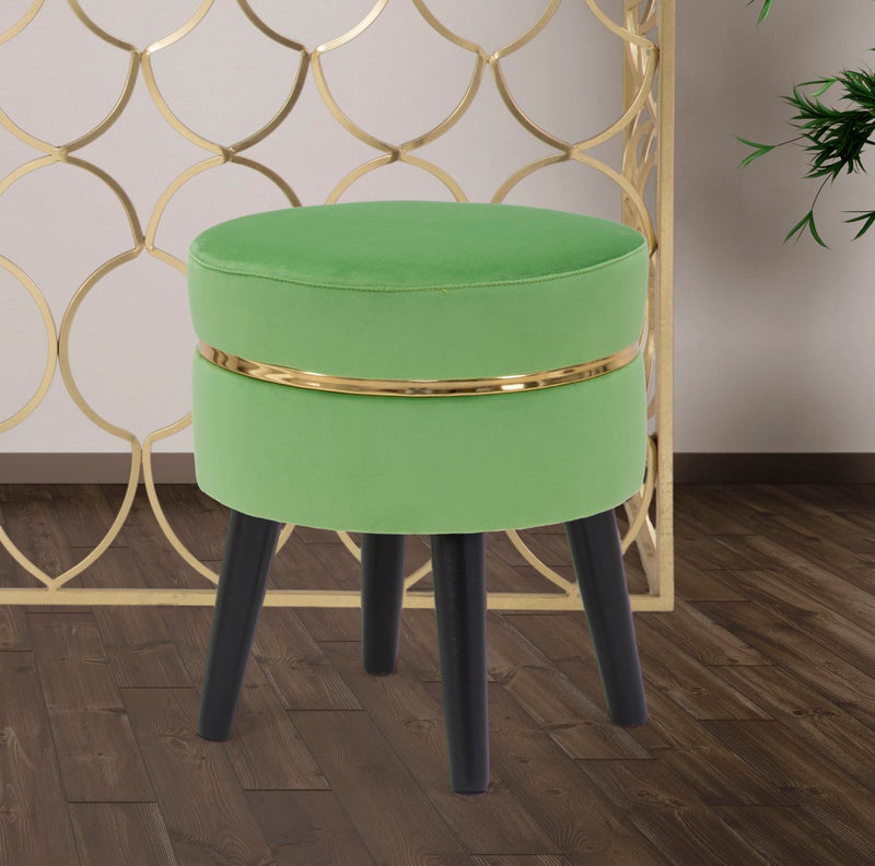 Sgabello Paris Verde Chiaro Ø35x40,5 cm in Legno Spugna e Poliestere Verde e Oro-7