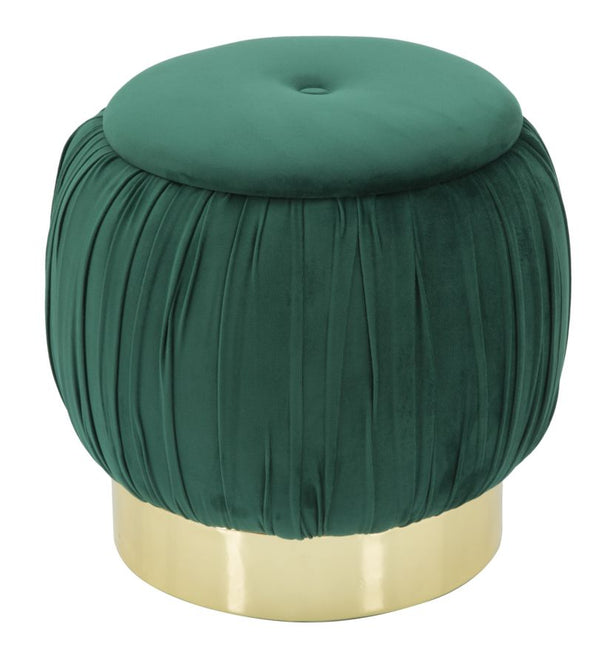 Puff Contenitore Paris Verde Ø41x41 cm Legno Spugna e Velluto Sintetico Verde e Oro sconto