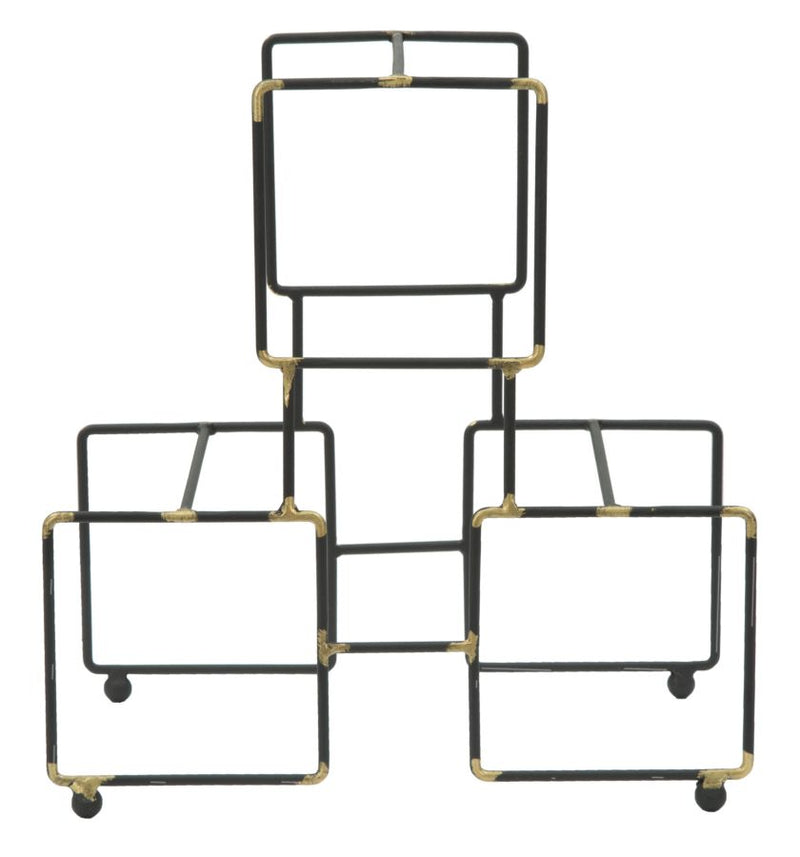 Porta Bottiglie 3 Posti Bright 25x15x27 cm in Ferro Nero e Oro-2