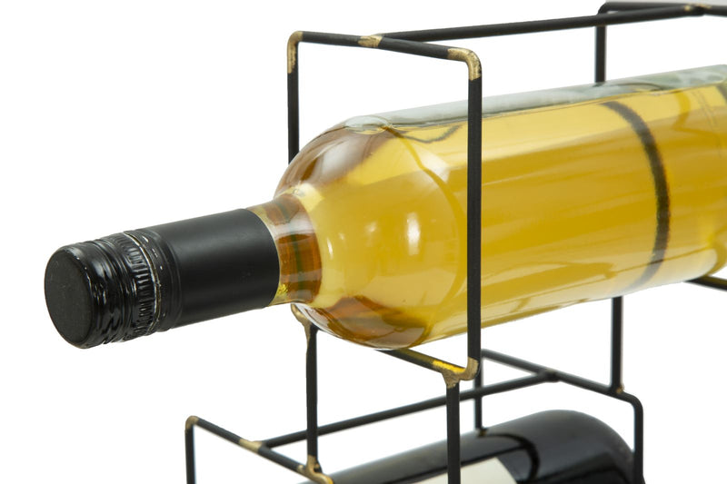 Porta Bottiglie 3 Posti Bright 25x15x27 cm in Ferro Nero e Oro-6