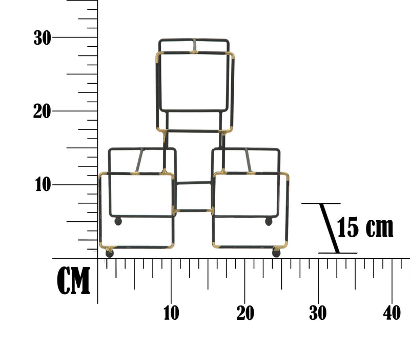 Porta Bottiglie 3 Posti Bright 25x15x27 cm in Ferro Nero e Oro-8