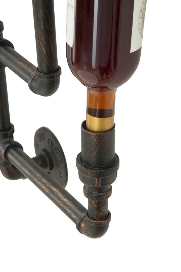 Porta Bottiglie da Muro Manhattan 8 Posti 40x9x82 cm in Ferro Nero e Rame-5