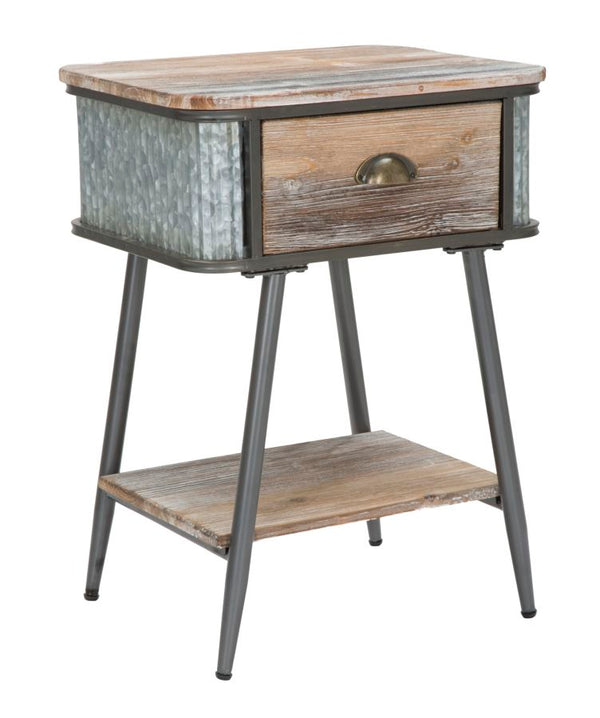 Comodino Bronxs 47,5x36,5x63,5 cm in Ferro e Legno di Abete Nero e Grigio sconto