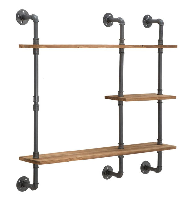 Mensole da Muro Manhattan 100x23x98 cm Legno di Abete e in Ferro Grigio e Marrone prezzo