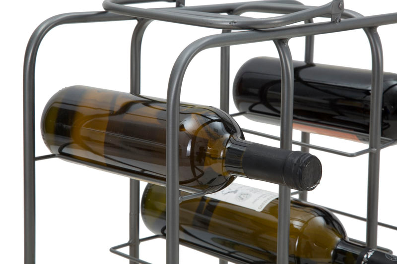 Porta Bottiglie Rack Quadrato 9 Posti 40x23x47,5 cm in Ferro Grigio-9