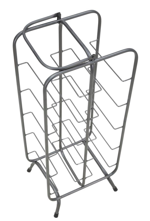 Porta Bottiglie Rack Rettangolare 10 Posti 28x23x67 cm in Ferro Grigio-4