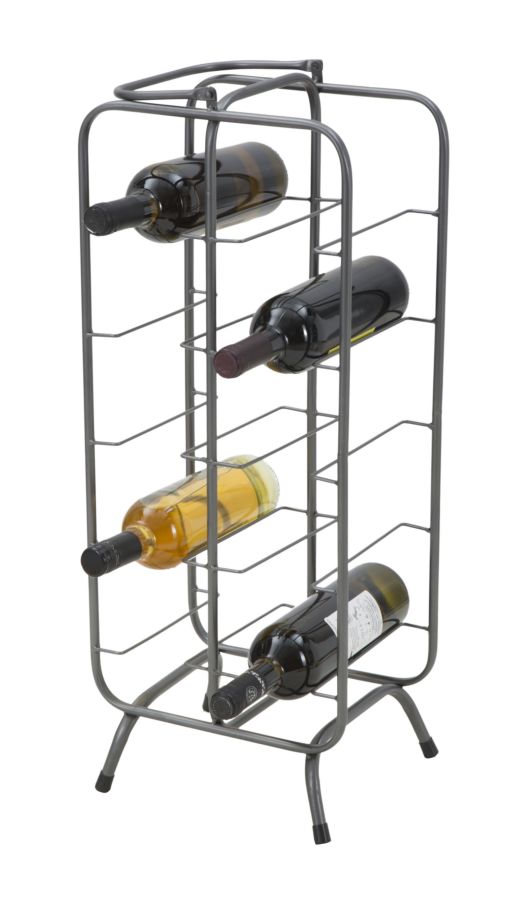 Porta Bottiglie Rack Rettangolare 10 Posti 28x23x67 cm in Ferro Grigio-7