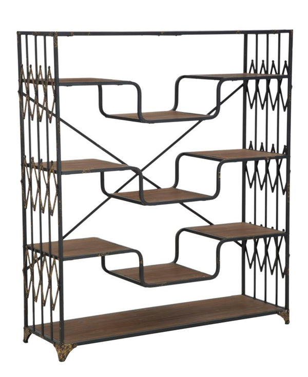 sconto Liberia Elevator Big 122x38x141 cm in Ferro e Legno di Abete Nero e Marrone