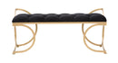 Panca Glam Luxy Nera 103x43x47 cm in Ferro e MDF e Spugna e Poliestere Nero e Oro-2
