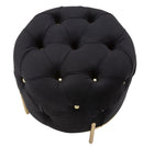 Puff Diamond Glam Nero Ø45x40 cm in Ferro e MDF e Spugna e Poliestere Nero e Oro-4