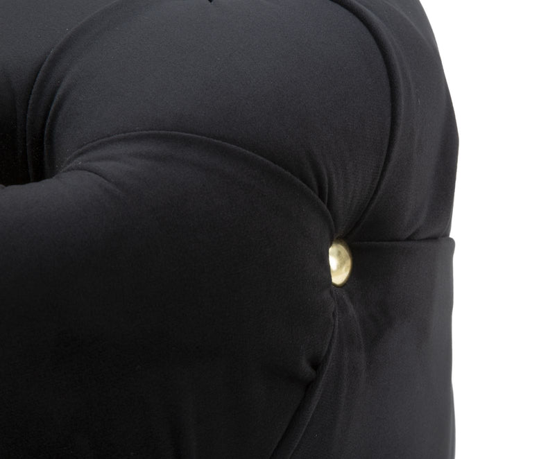 Puff Diamond Glam Nero Ø45x40 cm in Ferro e MDF e Spugna e Poliestere Nero e Oro-5