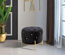 Puff Diamond Glam Nero Ø45x40 cm in Ferro e MDF e Spugna e Poliestere Nero e Oro-8