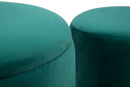 Puff Contenitore Lines Coppia Verde Ø35x42-30x32 cm in Legno e Spugna e in Ferro e Poliestere Verde-8