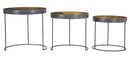Tavolinetti Bassi Opis Set 3 Pz Ø50,5x48-46x43-40,5x38 cm in Ferro Nero e Bronzo-2